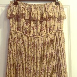 JOYCE LESLIE ROMANTIC FLORAL STRAPLESS LONG DRESS